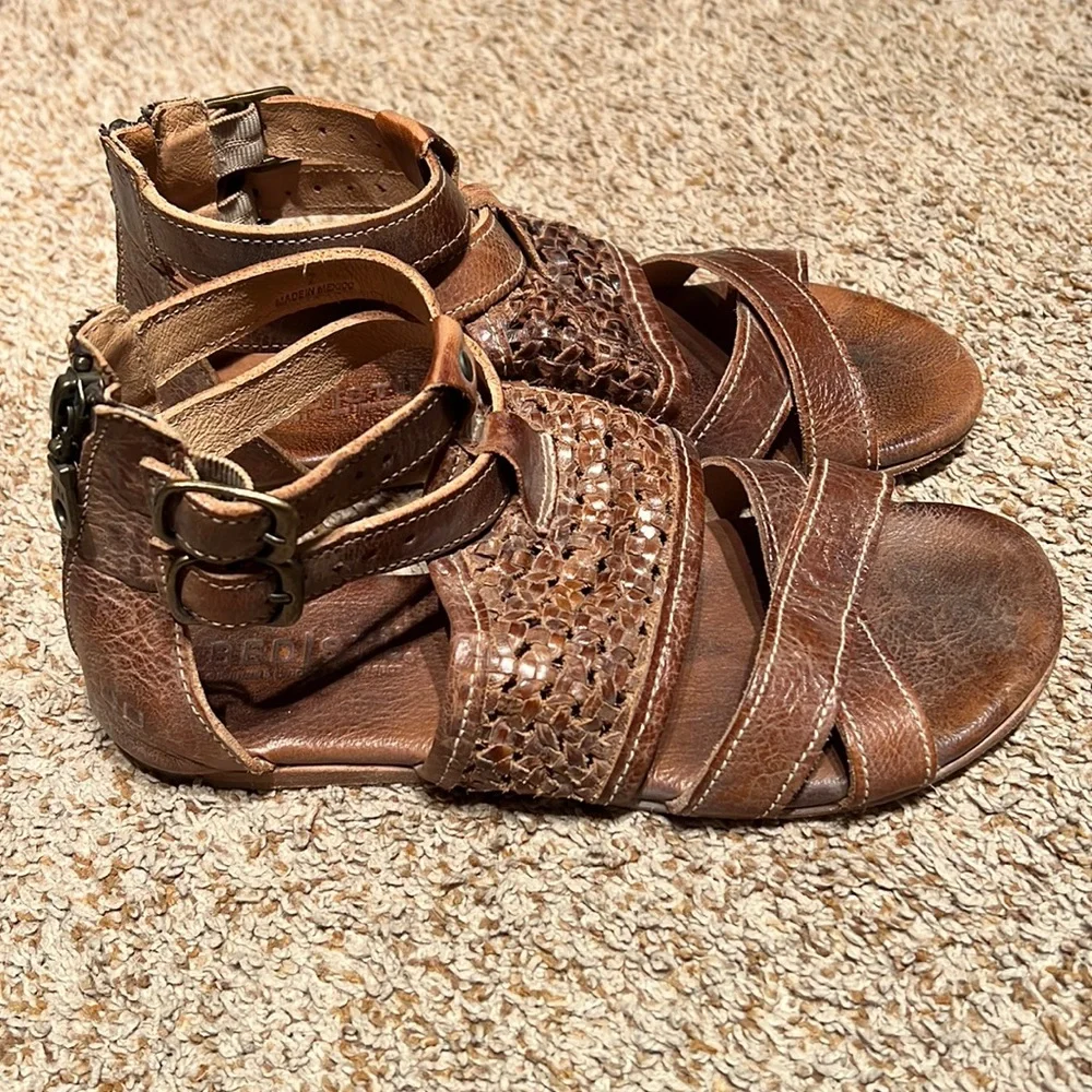 BED STU Capriana Strappy Leather Sandals Tan Mason - Picture 2 of 6